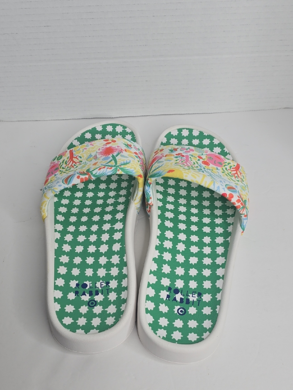 Roller Rabbit x Target Women's Green Vacation Star Geo Sandals Slides Size 12 - Picture 4 of 6